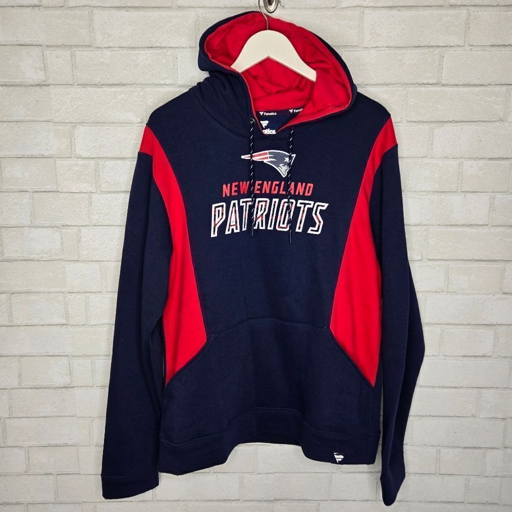 Fanatics Blue, Red and White New England Patriots Hoodie